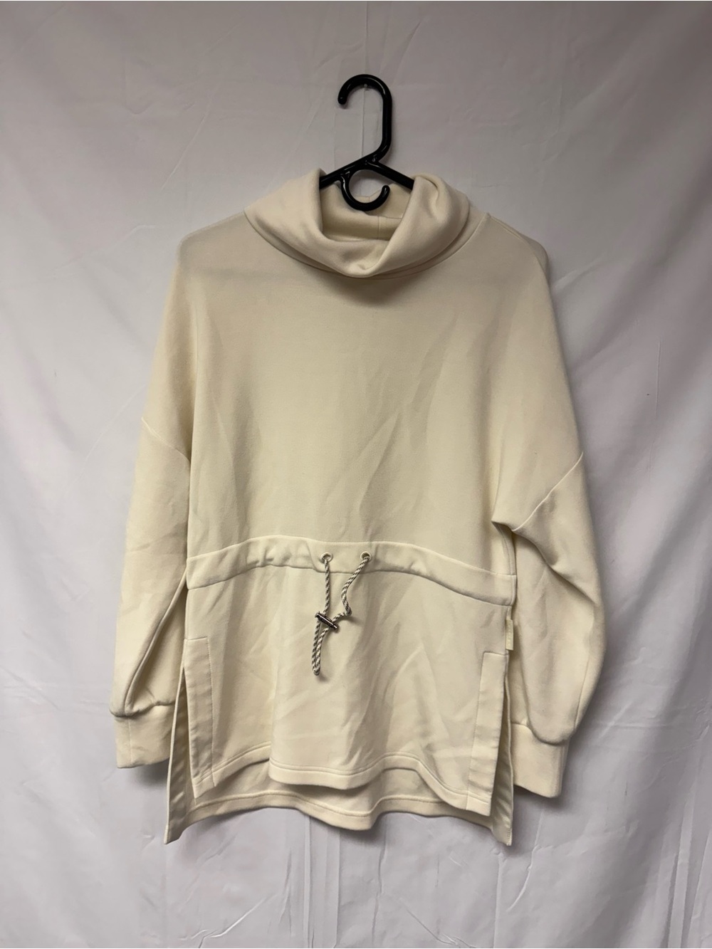 Varley Ivory Drawstring Turtleneck Pullover